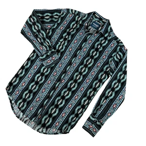 Vtg Wrangler Shirt Mens Sz S Pearl Snap Aztec Western 90s Cowboy Rodeo Southwest - Picture 1 of 10