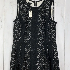 Talbots Black Lace Overlay Fit & Flare Sheath Midi Dress Women’s Sz 4 NWT - Picture 1 of 10