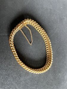 Bracelet maille métal doré/palqué or ? - poinçons - SM - Dim : 24cm env