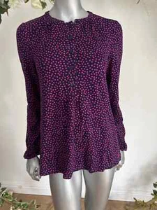 Joules Eliana Bluse Top Gr 6 8 12 14 18 & 20 marineblau rosa Punkte Langarm NEU - Bild 1 von 10