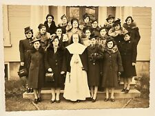Antique Photograph Group Of Girls Nun Sepia Studio O. Lavigne Granby, Quebec