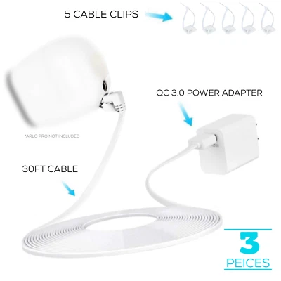 🔥16-30FT Long Power Cable & Wall Charger Adapter for Arlo PRO 1 & 2 Camera Cam