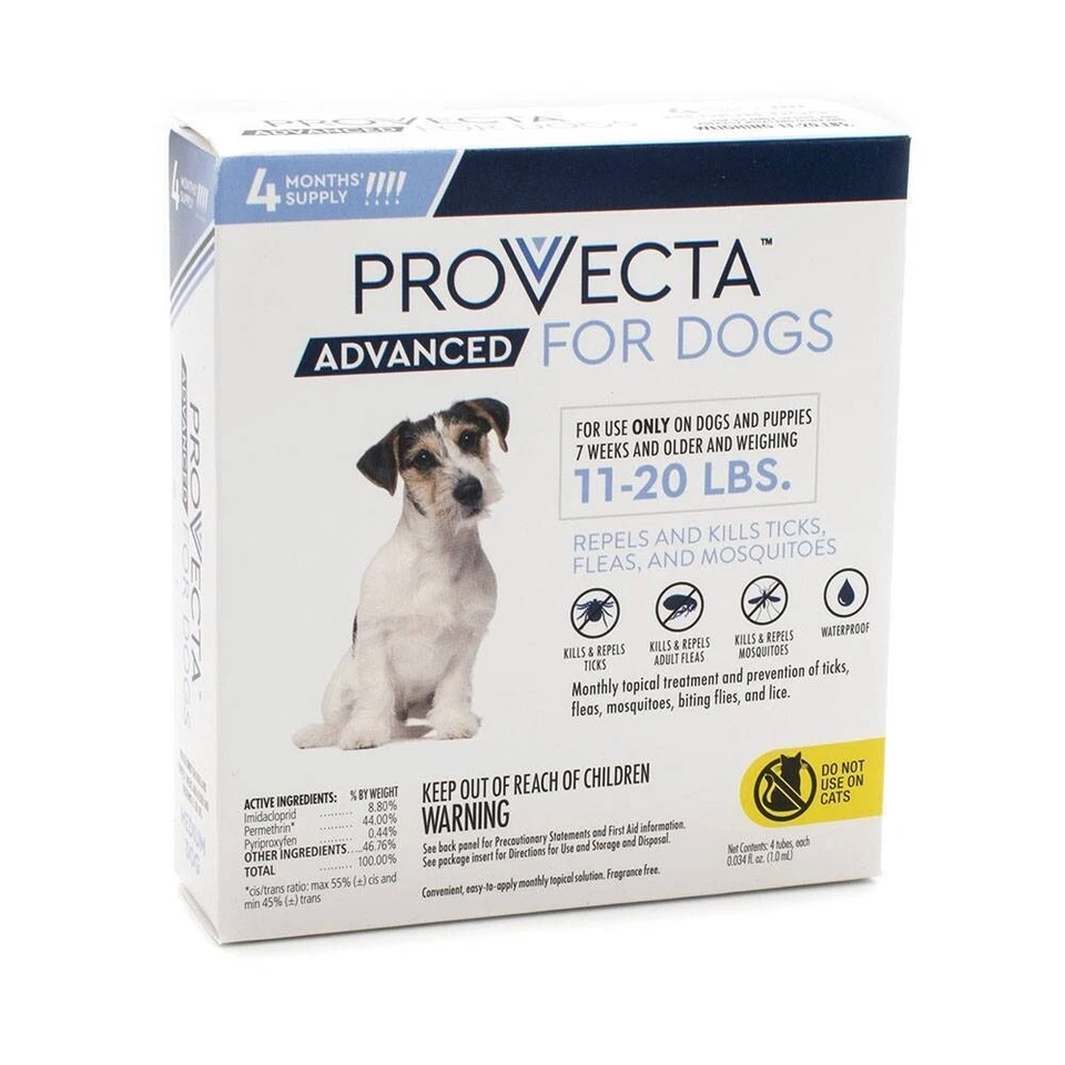 Tratamiento antipulgas y garrapatas PROVECTA ADVANCED para perros medianos 11-20 libras suministro para 4 meses Foto 1 de 1