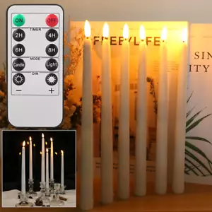 6 Set Stabkerzen LED Kerzen flackernd mit Timer Fernbedienung Weihnachten Dekor - Bild 1 von 18