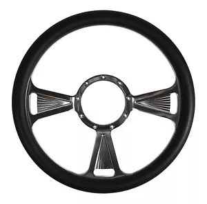 SOUTHWEST SPEED 14" STEERING WHEEL,CHROME PLATED BILLET,3-SLOT CLASSIC - Bild 1 von 2