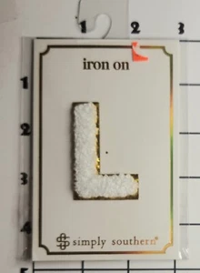 Letter "L" Patch White  2" Glitter Edge Embroidered Chenille Iron on Alphabet - Picture 1 of 1