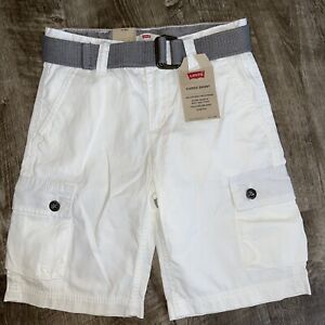NEW Levi’s Boys White Belted Cargo Casual Summer Shorts Regular Size 7X