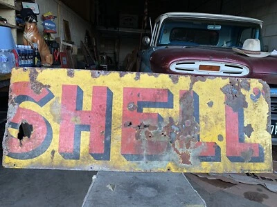 Original Vintage Shell Oil Advertising Sign Enamel - Image 1 of 4