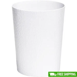 10 L Hammered Texture Plastic Trash Can Round Wastebasket Compact Home White New - Picture 1 of 5