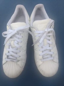 Adidas Superstar White Sz 7 Gym Shoes Sports Leather Lace Up - Picture 1 of 13