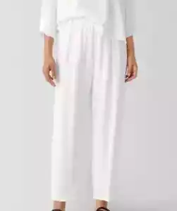 NWT $278 EILEEN FISHER Silk Georgette Crepe Lantern Pant sz M Ankle Ivory - Picture 1 of 10