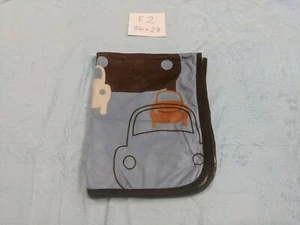 Cocalo Baby Blanket Brown Blue Dots Cars Pattern Reversible Lovey Security BRU - Picture 1 of 4
