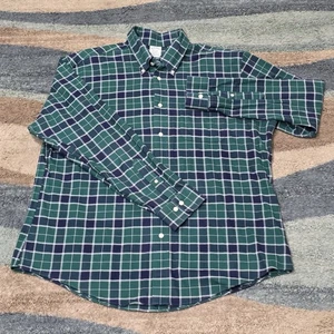 Brooks Brothers Regent XL Button Down Shirt Green Navy Plaid Cotton Long Sleeve - Picture 1 of 6