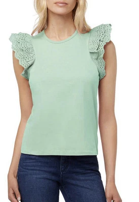 Joe’s Jeans Eyelet Flutter Sleeve Top Gossamer Green Size XS New Spring Casual - Image 1 of 4