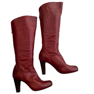 Frye Miranda Reißverschluss hinten rot Leder Stiefel Größe 10 M kniehoch 77659 - Bild 1 von 13
