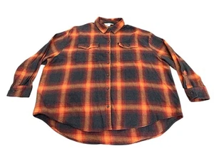 Camisa túnica Old Navy para mujer The Boyfriend franela rápida naranja a cuadros XXL Plus - Imagen 1 de 5