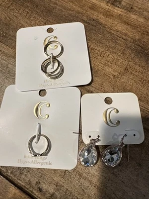 Лот из 3 Midi кольца, 1 сердце Midi кольцо золото, и розовое золото кристалл серьги - Изображение 1 из 4