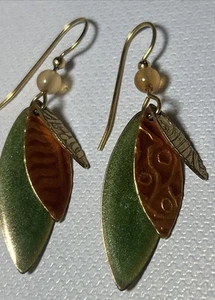 Silver Forest 18k On Surgical Steel Wire Layered Leaf Earrings USA - Picture 1 of 5