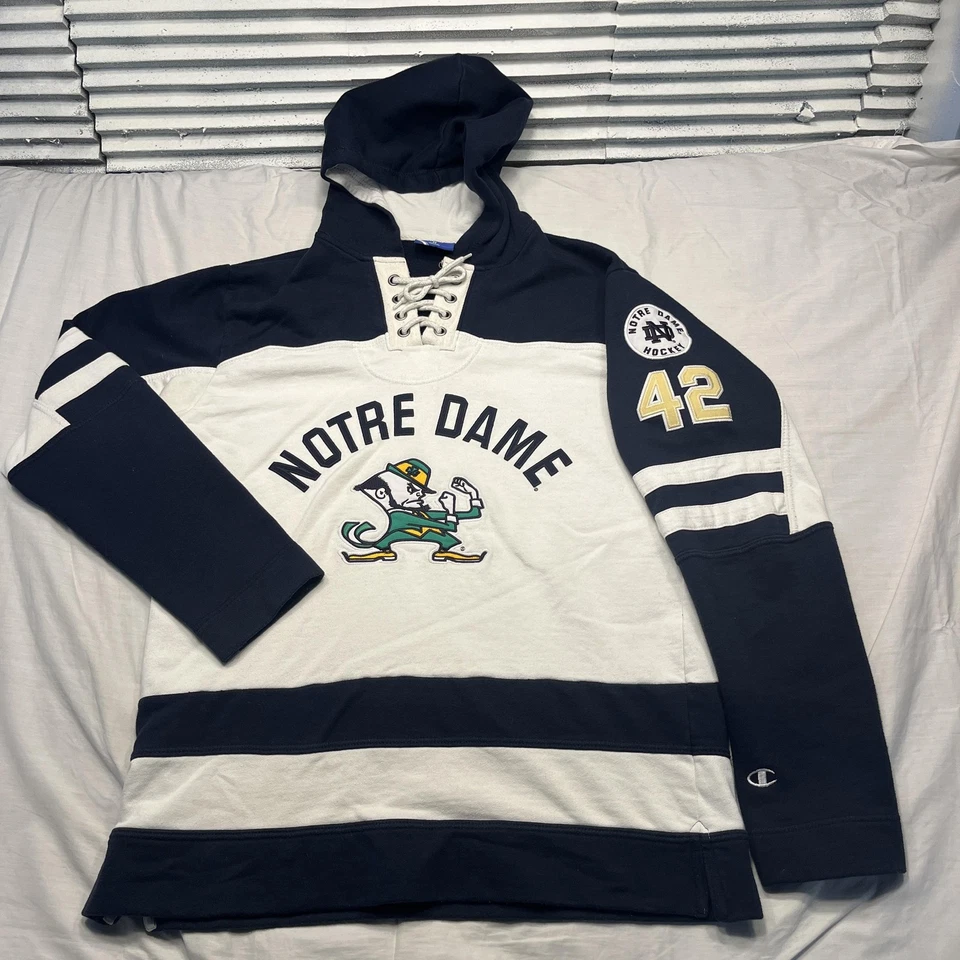 Sudadera con Capucha Notre Dame Fighting Irish Para Hombre Mediana NCAA Hockey Pullover Campeón Foto 1 de 4