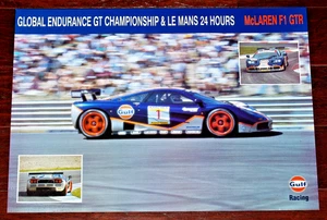 1997 McLAREN F1 GTR - GULF RACING - POSTER - Original 23 1/2" x 16 1/2" - SCHÖN - Bild 1 von 1