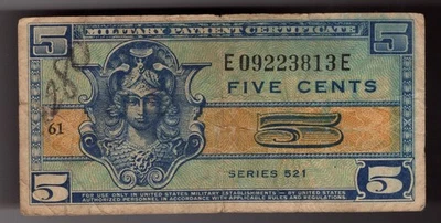 5 Cents  MPC Series of 521 Plate # 61 - Image 1 of 2