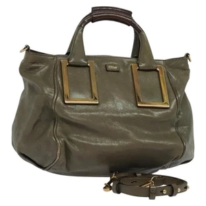 Chloe Etel Handtasche Leder 2-Wege Khaki Gold Authentisch BA1310 - Bild 1 von 22