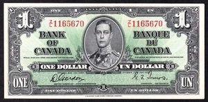 Canada 1937 $1 One Dollar Banknote Gordon - Towers Z/L 1165670 - Picture 1 of 2