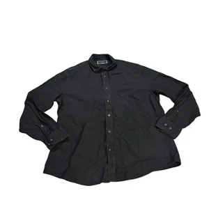 Charles Tyrwhitt Mens Black Linen Button Up Long Sleeve Slim Fit Shirt - Picture 1 of 9