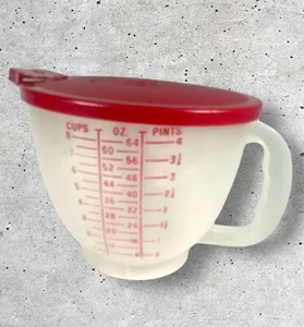 Vintage Tupperware Mix-N-Stor 500-8 8 Tassen 64 Unzen Messbecher/Schüssel Deckel 696-9 rot - Bild 1 von 4