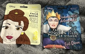 2 Disney Parks Enchanted Rose Belle Beauty & Evil Queen Diabolically Face Mask - Picture 1 of 9