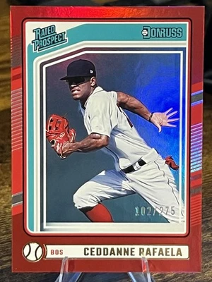 2024 Panini Donruss #128 Ceddanne Rafaela Rated Prospect - Red Parallel/275 - Image 1 of 3