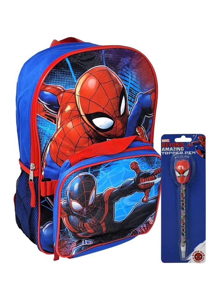 Marvel Spider-Man Mochila Bolsa de Almuerzo Aislada Juego de 3 Piezas con Bolígrafo Foto 1 de 4