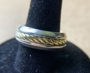 David Yurman Cable Classic Ring with 18K Gold and Sterling Silver 925 750 (B606)