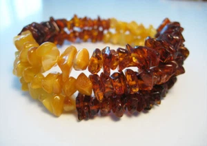 Elegant Natural Baltic Amber Bracelet 3 lines !!!!  - Picture 1 of 2