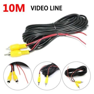 YUANTING 33ft 10m RCA Car Video Cable W/ Detection Wire Extension For Car Reversing Kit