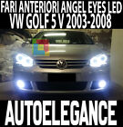 VW GOLF 5 V 2003-2008 FARI ANTERIORI NERI ANGEL EYES BIANCHI A LED LENTICOLARI -