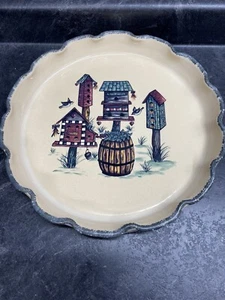 Home & Garden Party Stoneware Birdhouse Scalloped Round Casserole/Serving Dish - Picture 1 of 8