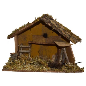 Capanna presepe con fuoco in legno con muschio dimensioni 36x16x26 cm  - Foto 1 di 5