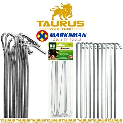 MARKSMAN-TOOLS / VARIOUS 100 x pioli in metallo tenda da terra campeggio gazebo zincato ganci in acciaio UK GRATIS P&P