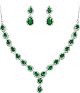 Brilove Women Bridal Teardrop CZ Infinity Figure 8 Y Necklace Earrings Set, Bx11 - Picture 1 of 5