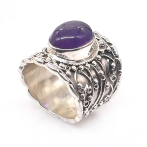 Amethyst Ring 925 Sterling Silver Oxidized Ring Handmade Gift Father's Day - Picture 1 of 7