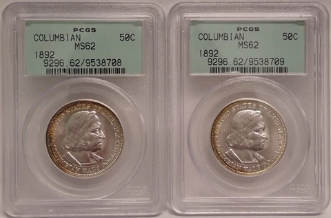 1892 Columbian Expo Half PCGS MS62 ~OGH Consecutive Minted? & Cert Struck Thru? Cover