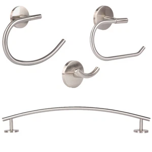 4Piece Towel Bar/Holder/Hanger/Hook Bath Hardware Accessories Set Brushed Nickel - Picture 1 of 8