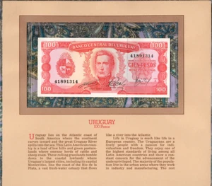 Most Treasured Banknotes Uruguay 1967 100 Pesos P-47a UNC Serie A - Afbeelding 1 van 2