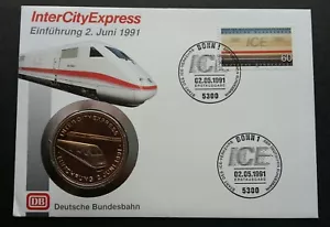 Germany Intercity Express 1991 Train Locomotive Railway FDC (coin cover) *rare - Picture 1 of 8