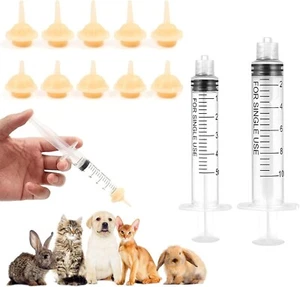Kitten & Puppy Nursing Kit – 10 Pcs Syringes & Reusable Feeding Nipples - Picture 1 of 8