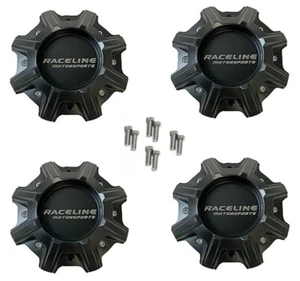 4 Cap Deal Raceline Mamba 927M Black Wheel Center Caps CAP8035-2-U9B C816-2 - Picture 1 of 6