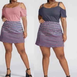 Paket 2 Boutique + Body Kurzarm Cold Shoulder Träger Größe 2X rosa schwarz - Bild 1 von 16