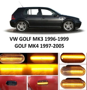 FRECCE LATERALI LED DINAMICHE PROGRESSIVE per VW GOLF MK3 MK4 NERO FUME' CANBUS - Foto 1 di 10