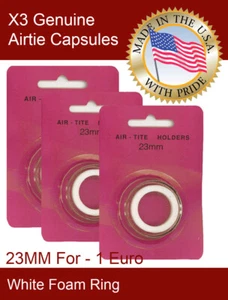 3 AirTite T23 WHITE Ring Coin Capsules 23mm For Half Cents 1794-1857 & Two Cent - Picture 1 of 6